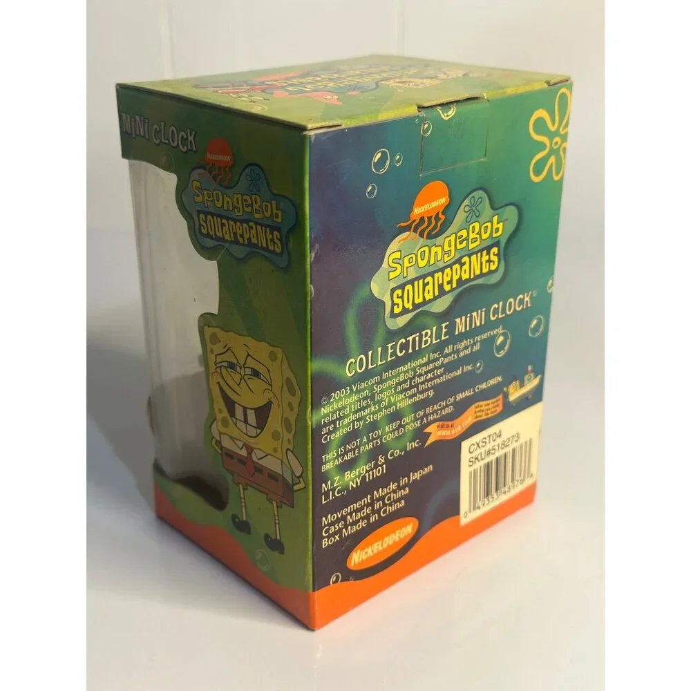 VTG 2003 SpongeBob SquarePants Mini Desk Clock Nickelodeon Hold My Calls Retro‎